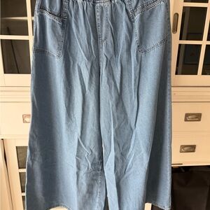 Light Blue Denim Wide Leg Pants